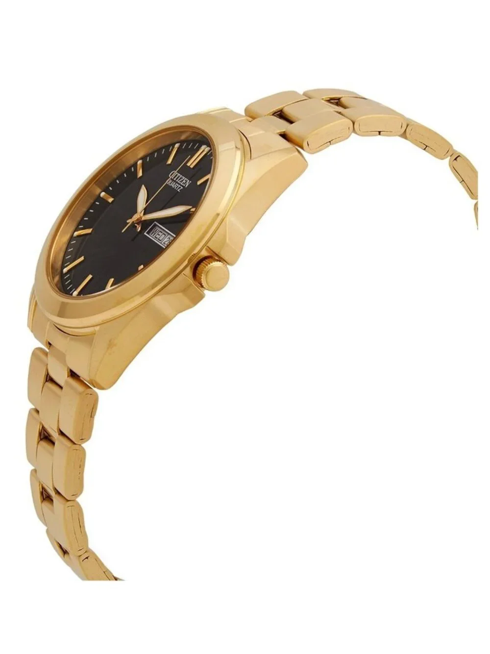 NWT Citizen Quartz Black Dial Yellow Gold-tone Men's Watch